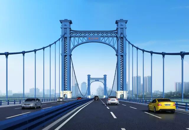 庞公桥悬索桥桥面效果图为了保护"城市绿心"鱼梁洲的生态,项目方案