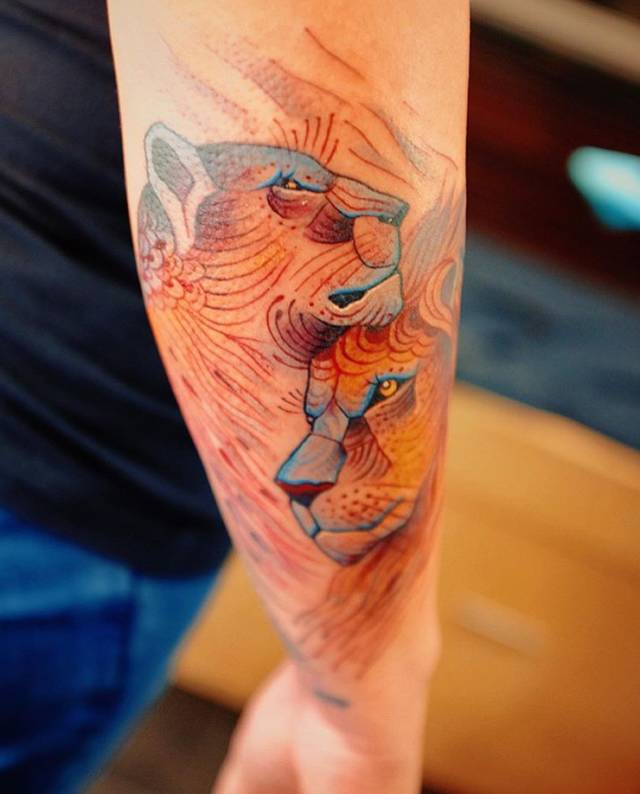 【纹身图案素材第223期】十二星座纹身之狮子座7815