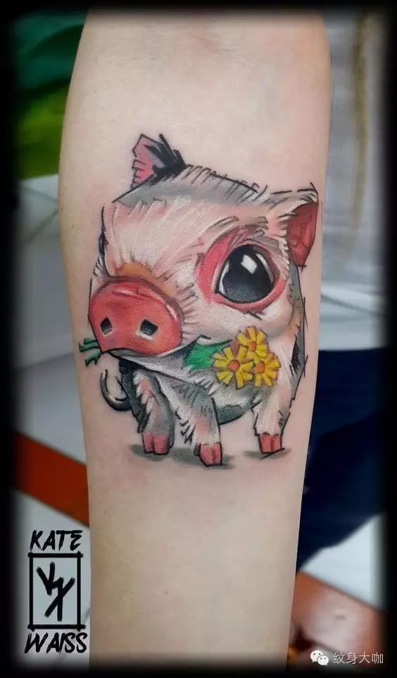 小猪纹身图案手稿图片