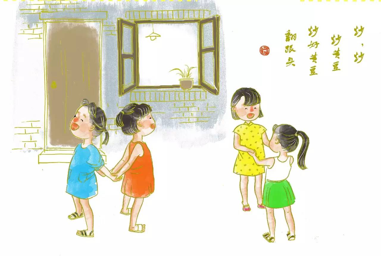 炒黄豆是上海里弄中最富有童趣的歌谣游戏之一,简单易学,又方便开展