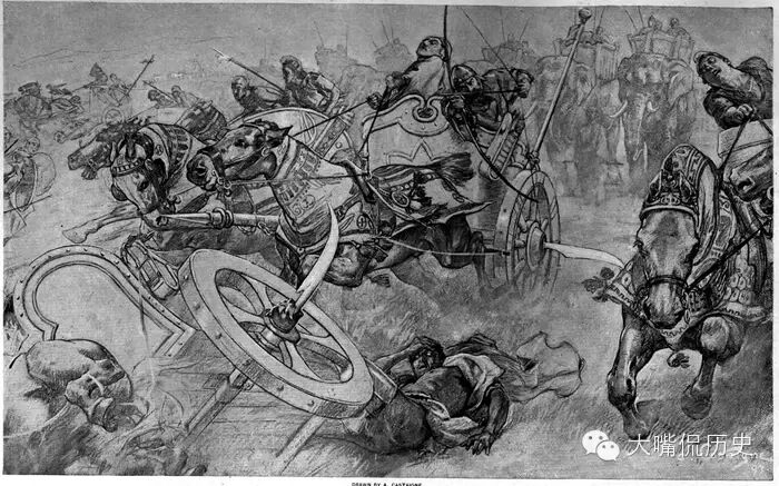 刀轮战车是古代一种马战车,其两个车轮的轮轴尾装上大镰刀,这些刀刃