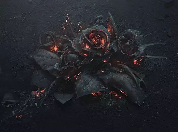 大神用炭做成燃烧的黑玫瑰美丽程度无法用言语形容