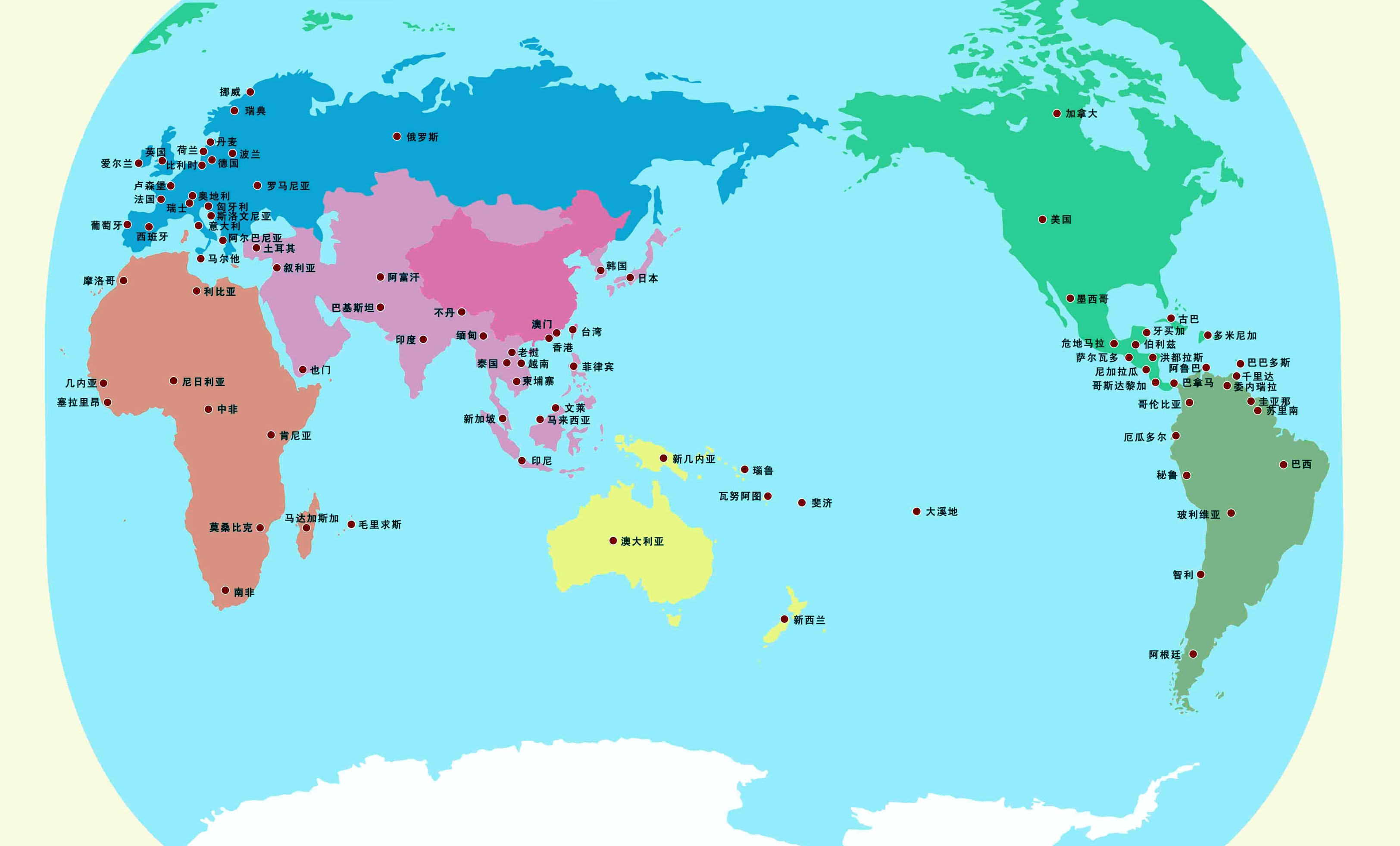 五大洲国家分布图图片