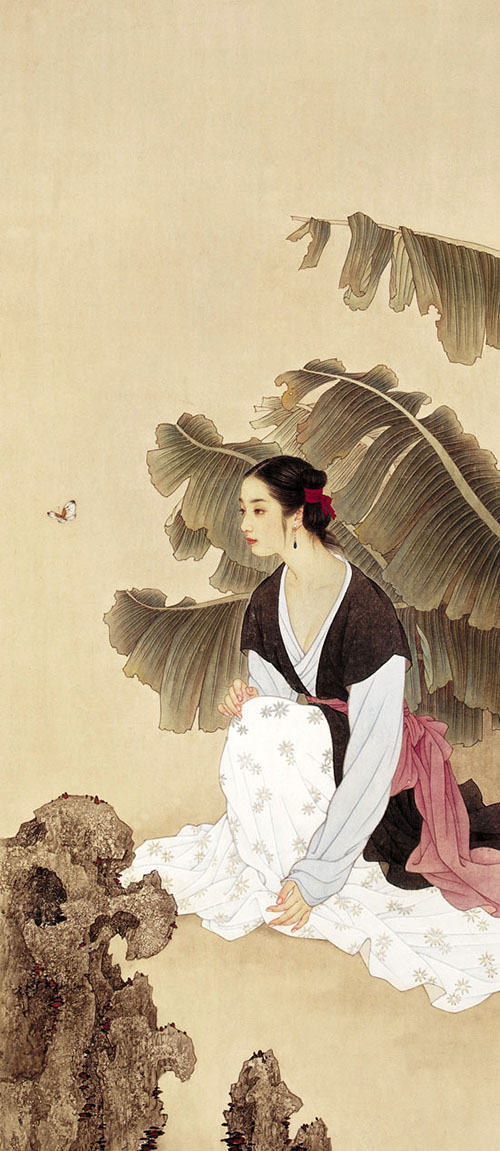 赵国经王美芳工笔仕女图,唯美!