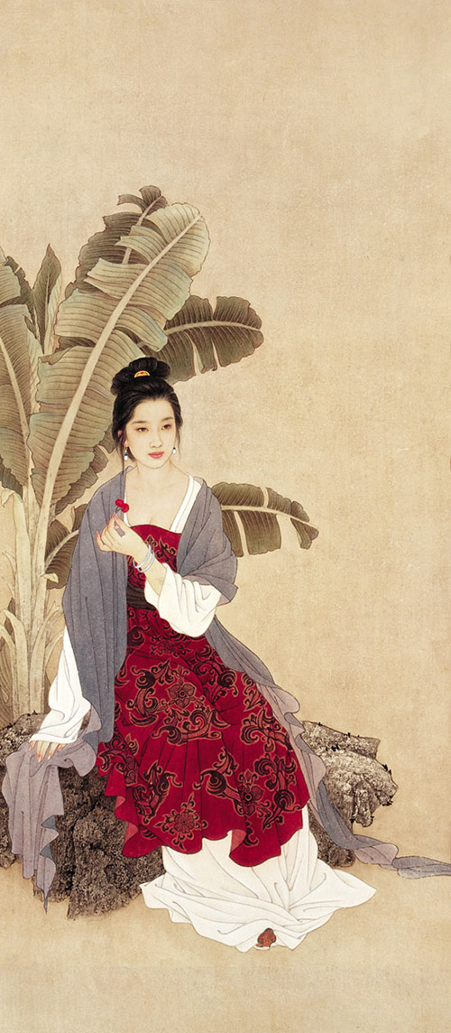 赵国经王美芳工笔仕女图,唯美!