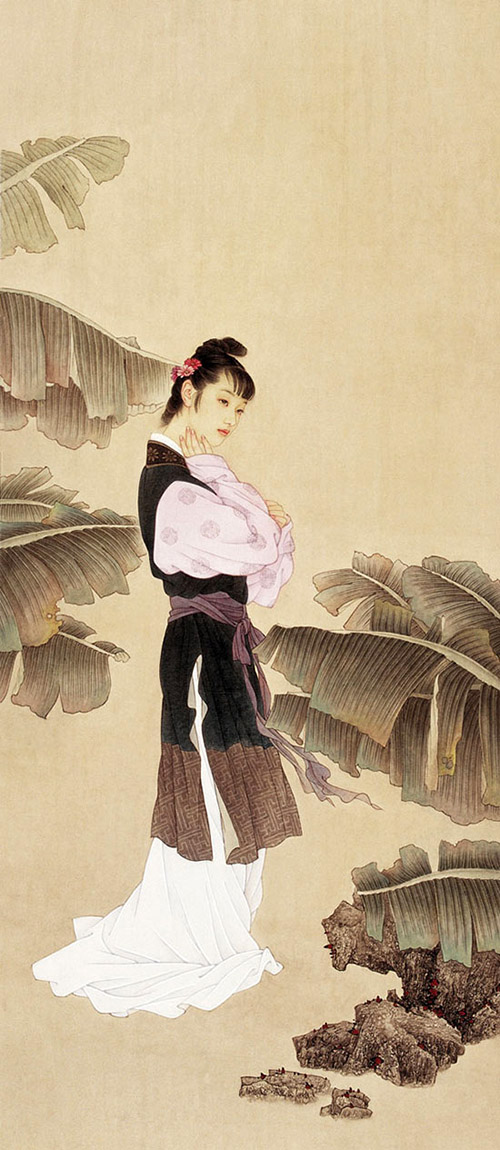赵国经王美芳工笔仕女图,唯美!