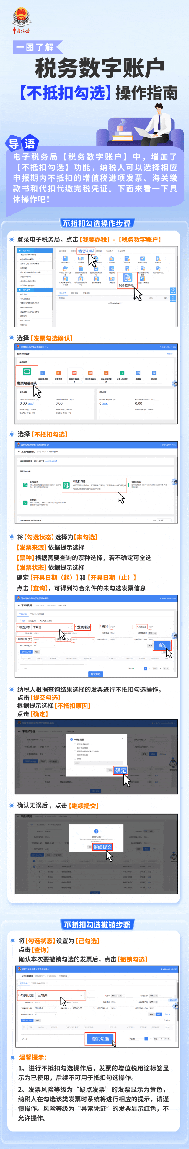 一圖了解稅務(wù)數(shù)字賬戶【不抵扣勾選】操作指南