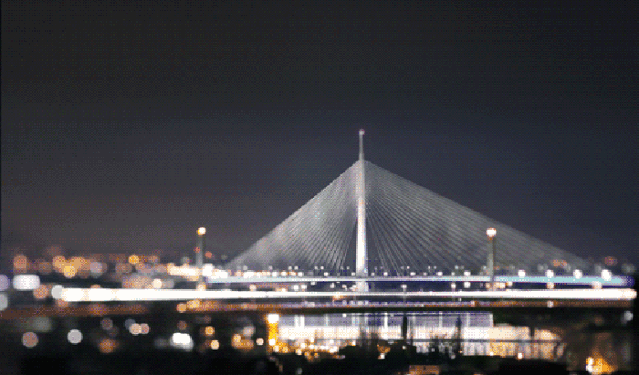 夜晚城市交通夜景大桥