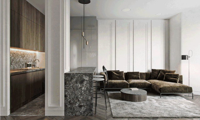 木地板+大理石，美出天际