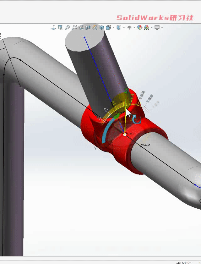 用SolidWorks做管路设计时，旋转配件的两种方法的图14