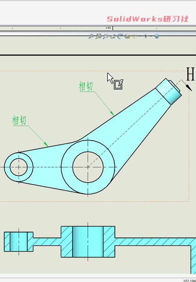 在SolidWorks工程图里给注释、标注添加双箭头或多箭头的图6