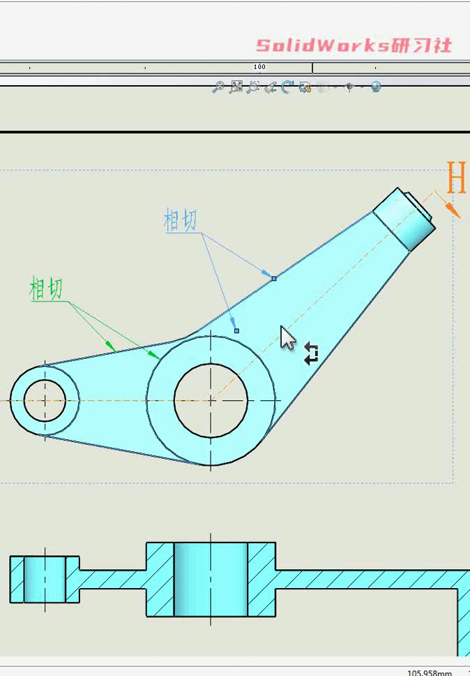 在SolidWorks工程图里给注释、标注添加双箭头或多箭头的图9