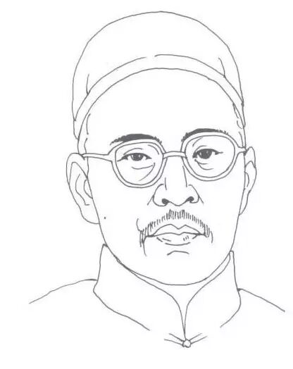 式腰带 上穿黑色马褂 只穿布鞋而从不着皮鞋,西装 面色发黄,八字胡