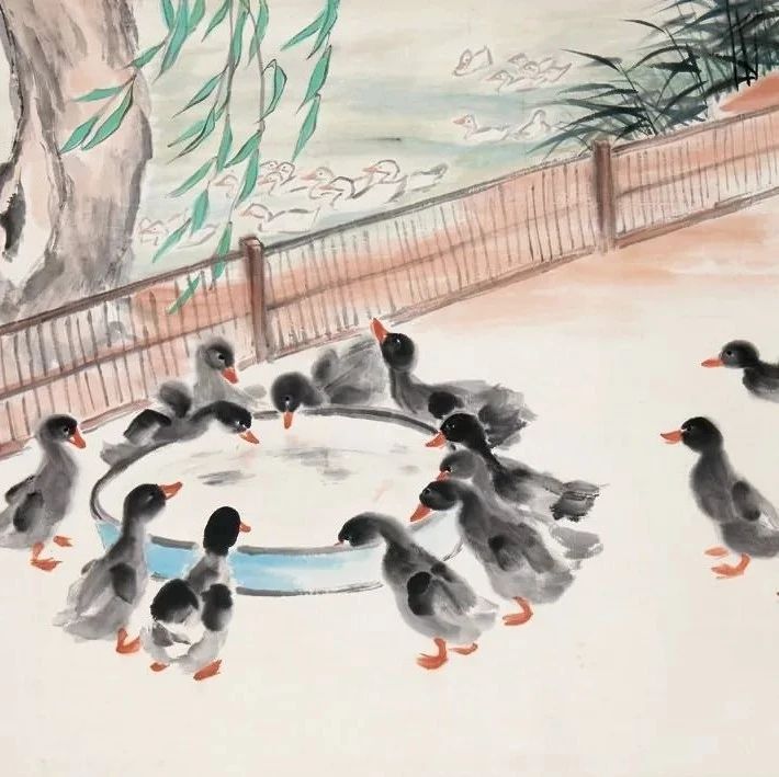 娄师白画小鸭，天真稚拙