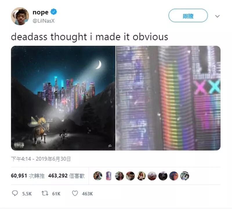 明星| 靠神曲《Old Town Road 》爆紅的說唱歌手 Lil Nas X 宣告出櫃了!