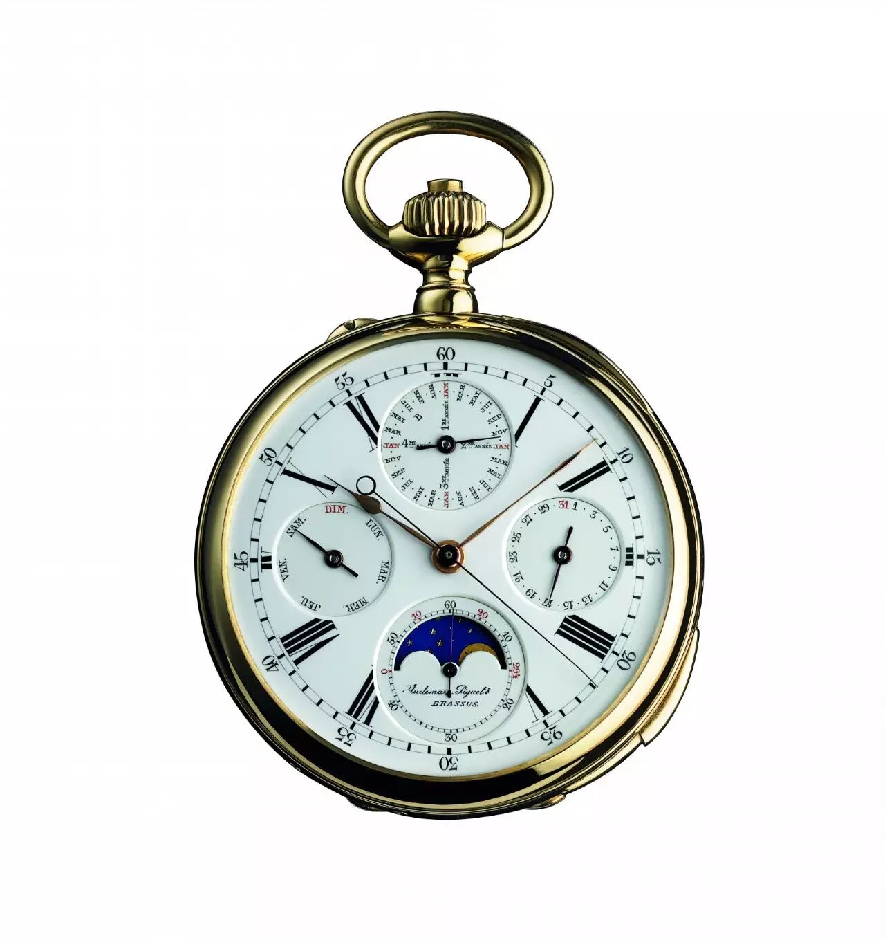 爱彼制作的复杂功能怀表,具有跳秒显示,万年历和三问报时功能