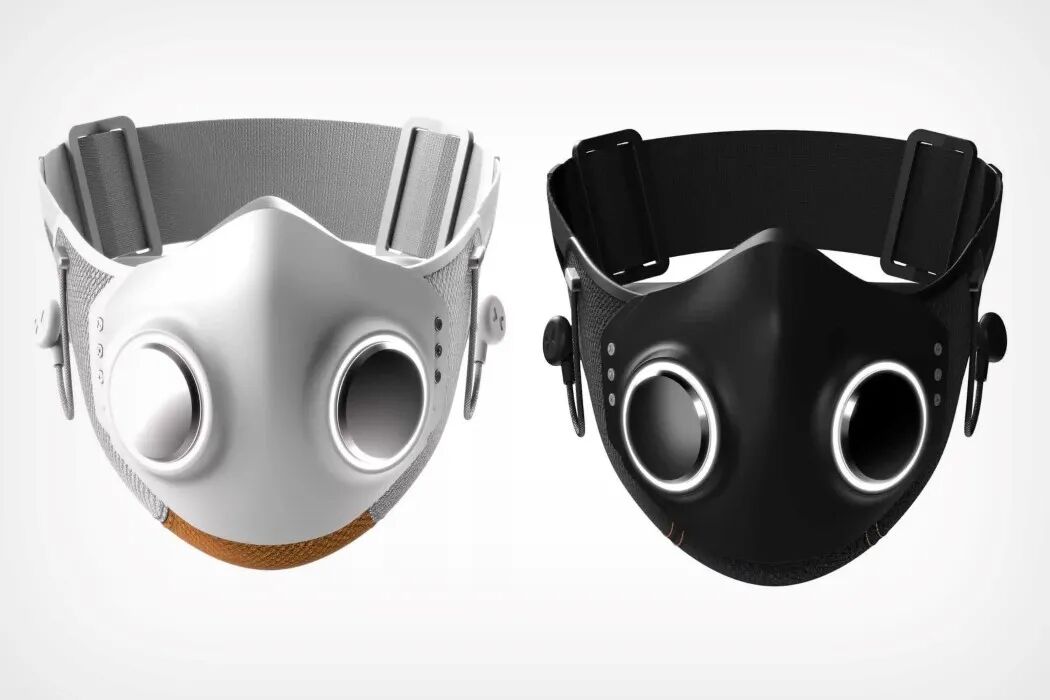 设计博闻带无线耳机的未来派口罩