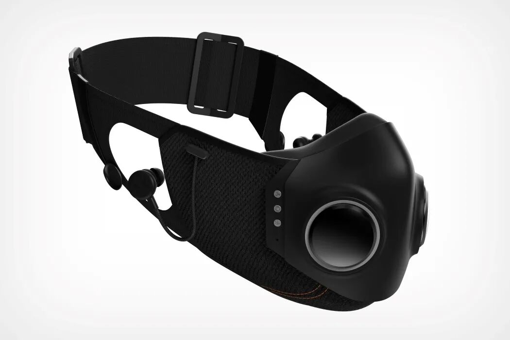 设计博闻带无线耳机的未来派口罩