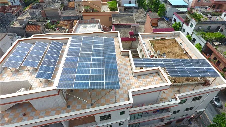 五星承建的東莞道滘鎮(zhèn)永慶村23.65KW雙玻戶用光伏電站