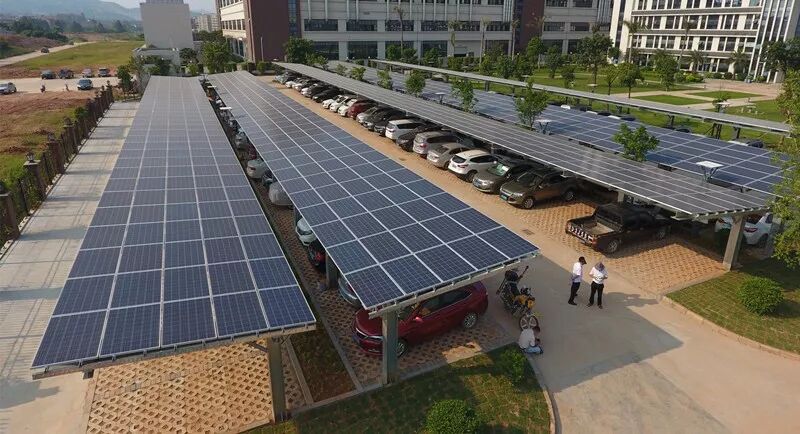 五星承建的惠州迪諾雅光伏停車棚