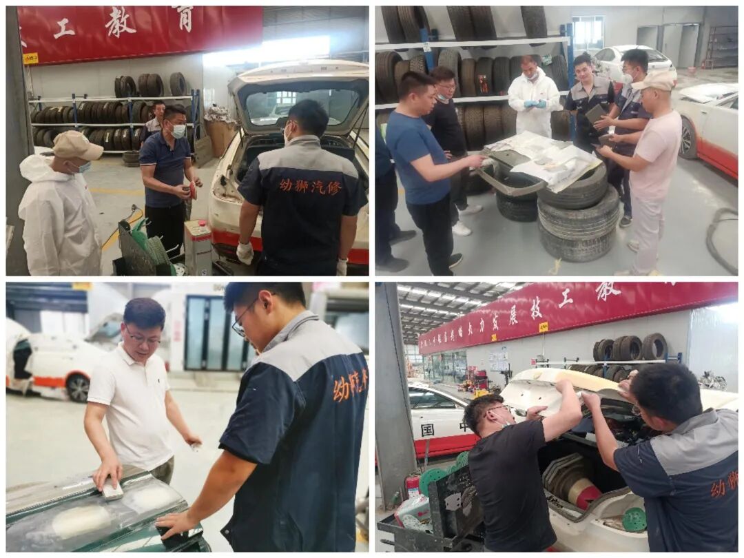 陈郁涛、连清彪老师讲授喷漆打磨、修复、烤漆等技巧