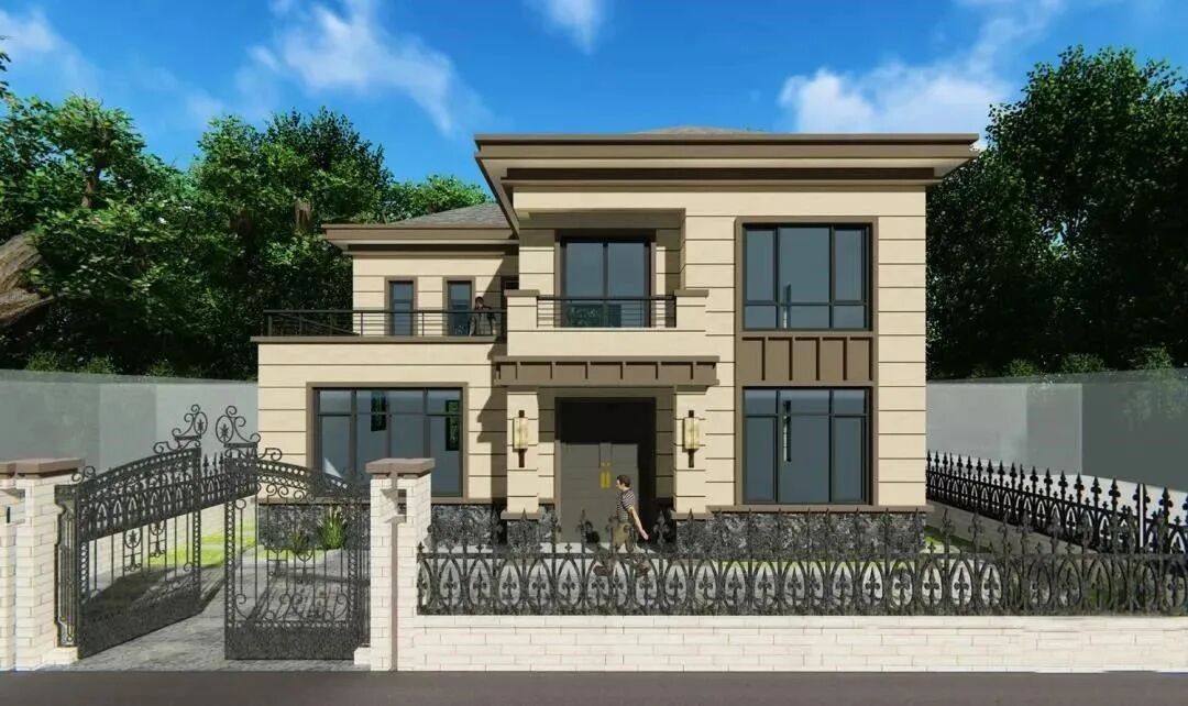 设计|造型简单时尚的两层新中式别墅！