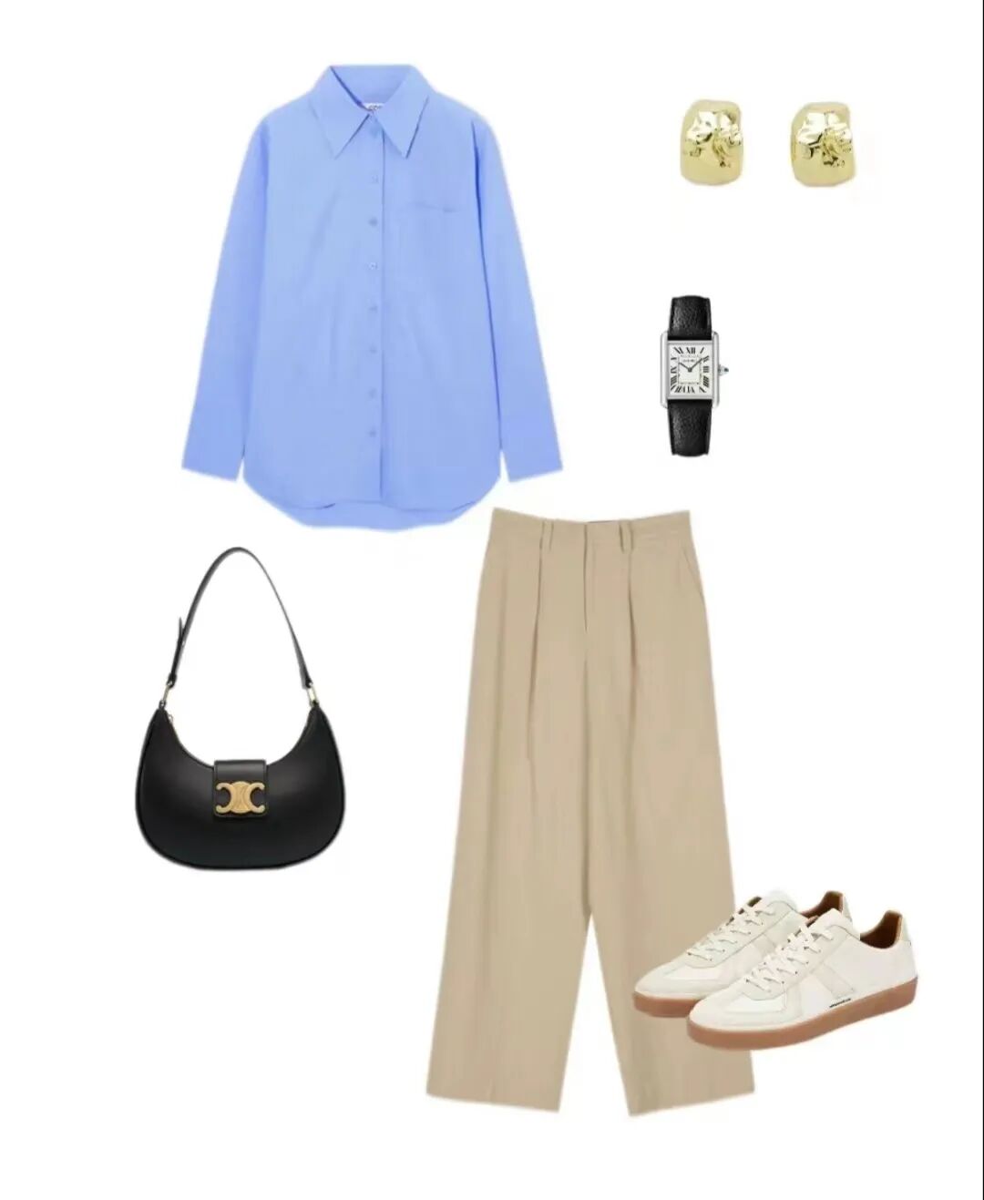 灰色单品蓝色衬衫通常给人一种清新脱俗的感觉,蓝色衬衫搭配灰色孔佑