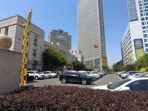 5月5日上午10时，鞍山市政府院内停满了市民和游客的车辆（央广网记者 李子平 摄）
