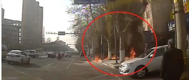 火势凶猛！青岛马路边，行车记录仪拍下揪心一幕！