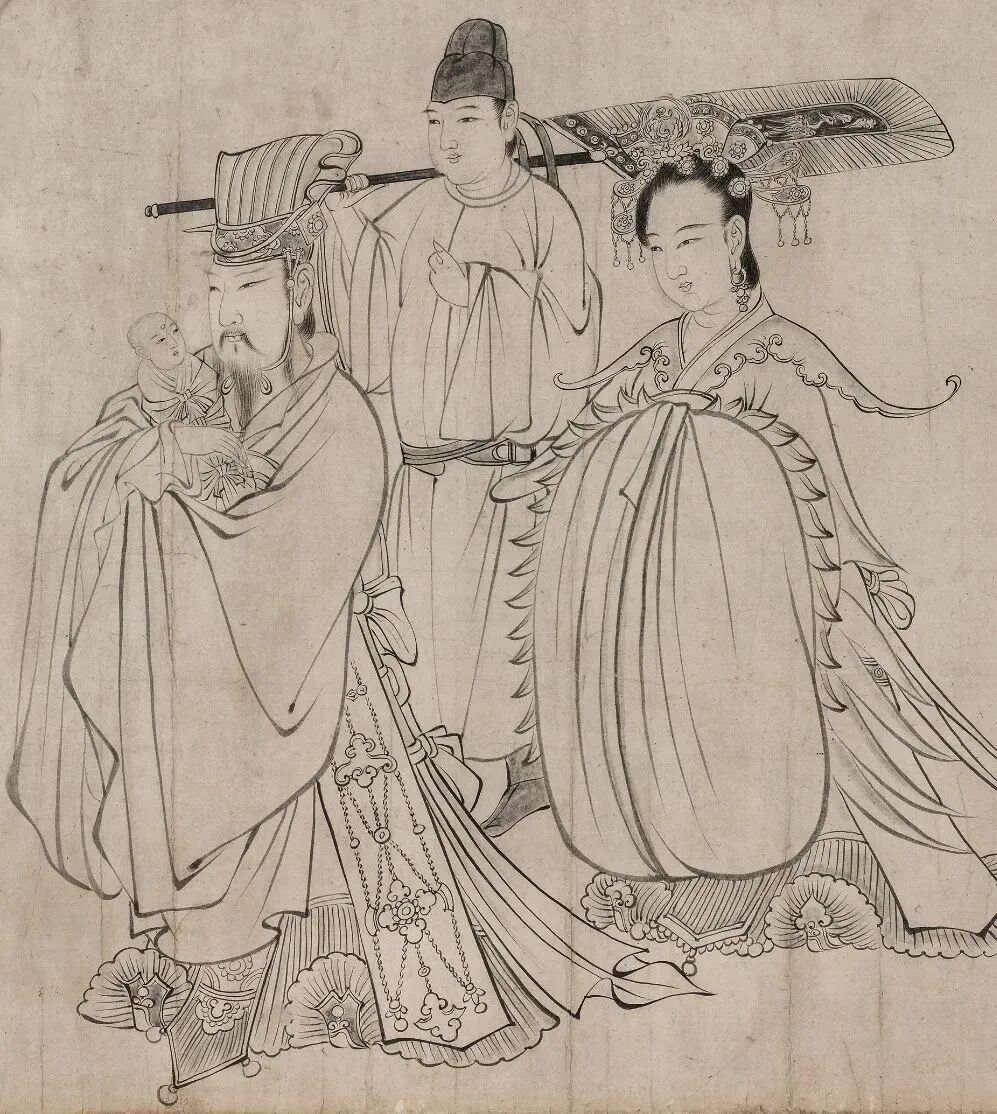 《送子天王图》局部&nbsp;吴道子 日本大阪市立美术馆藏