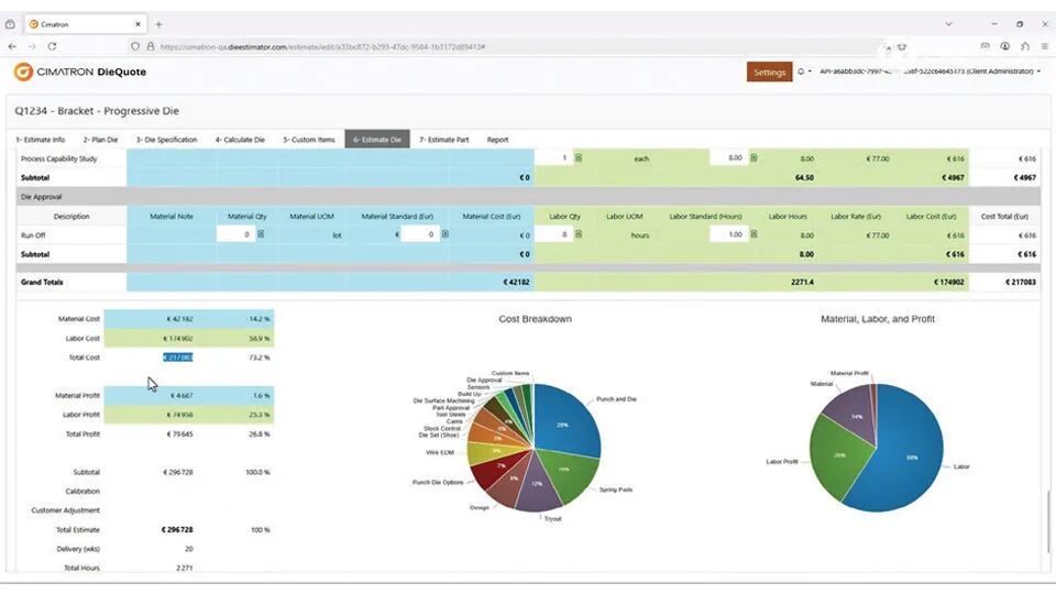 Cimatron冲压模具报价系统