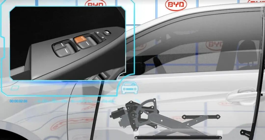 车窗是如何升降的？用手为什么按拉不动？3D动画详解工作原理的图8