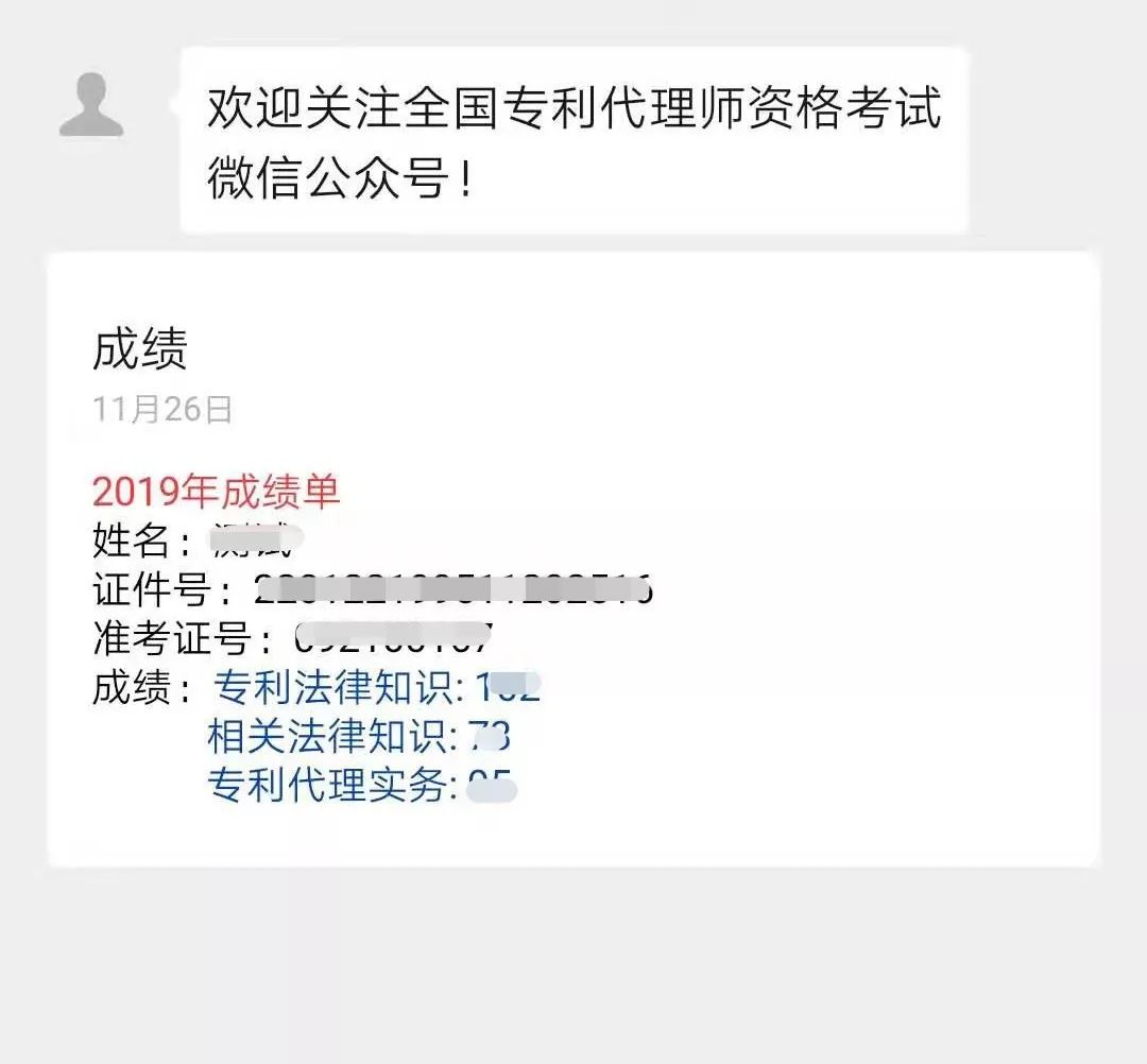 2019.12.1，專利代理師考試成績出來了?。ǜ剑翰樵児ヂ裕? title=