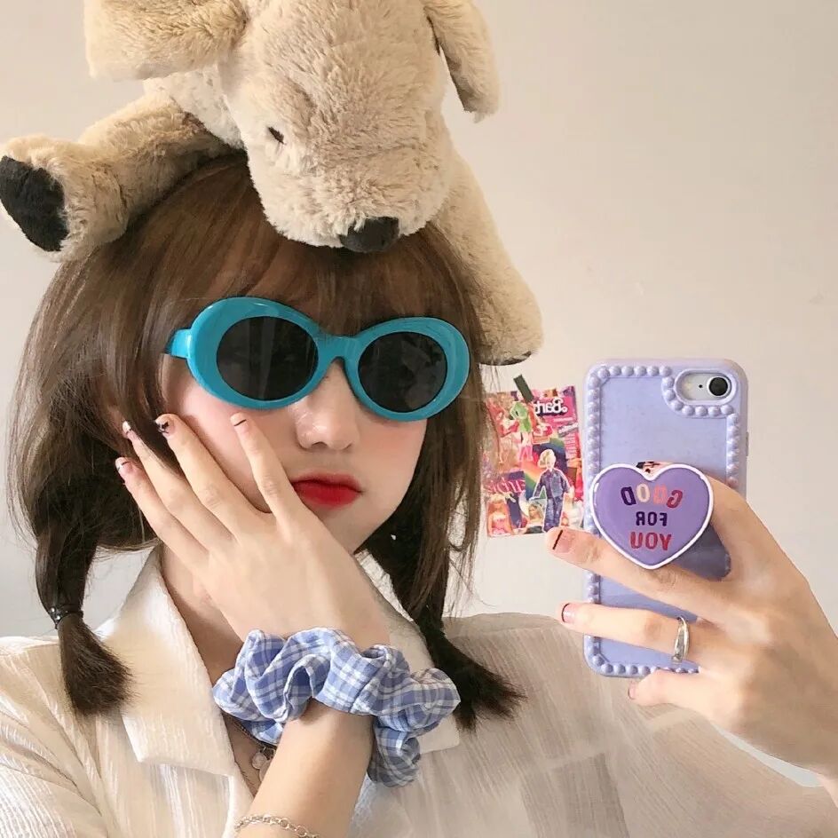 抖音头像丨可爱搞笑女生戴墨镜头像真人头像