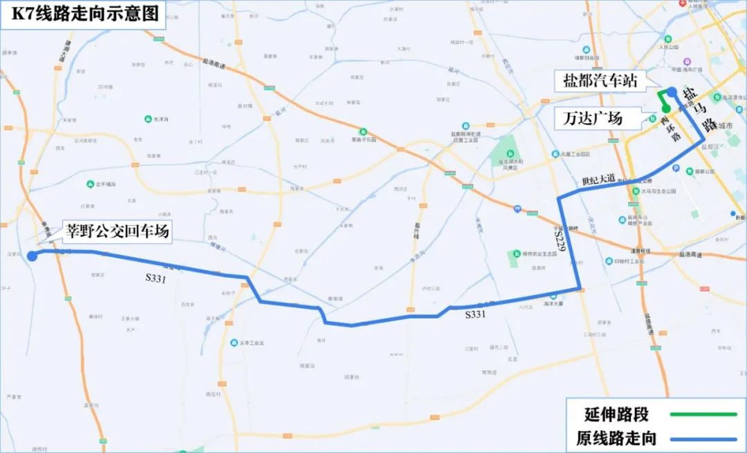 78k9 线78原线路走向:盐都汽车站东门,盐马路,世纪大道,s229,s331