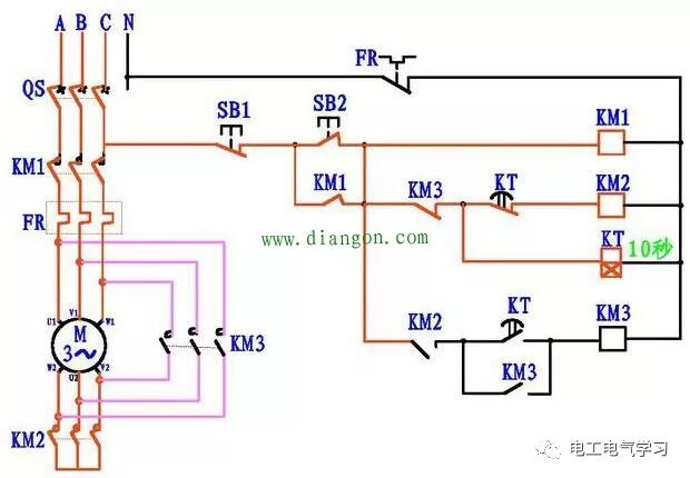 看不懂电动机星三角降压启动电路图？4张图让你彻底搞清楚的图3
