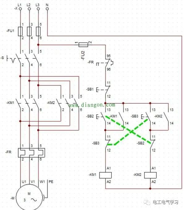 一文详解三相交流电动机正反转互锁电路的图1