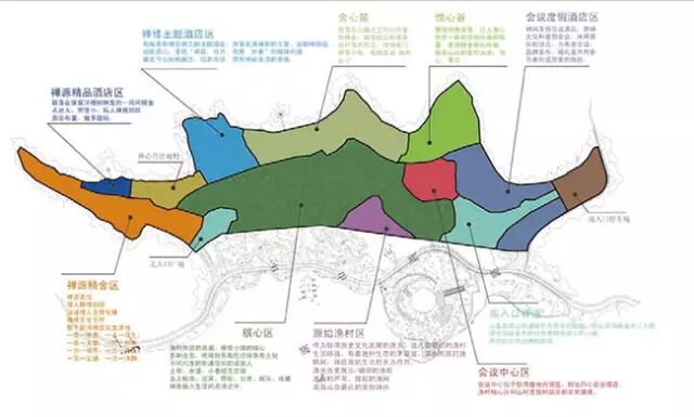 灵山小镇·拈花湾规划面积1600亩,建筑面积约35万平方米,功能定位为