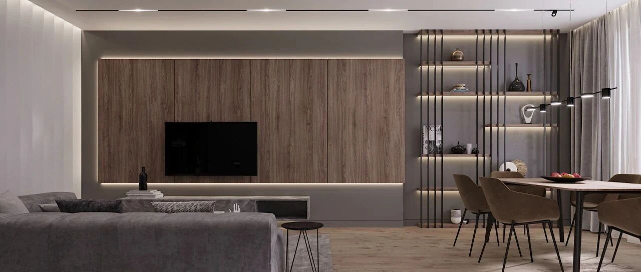 128㎡，棕色+灰色，空间更有质感！