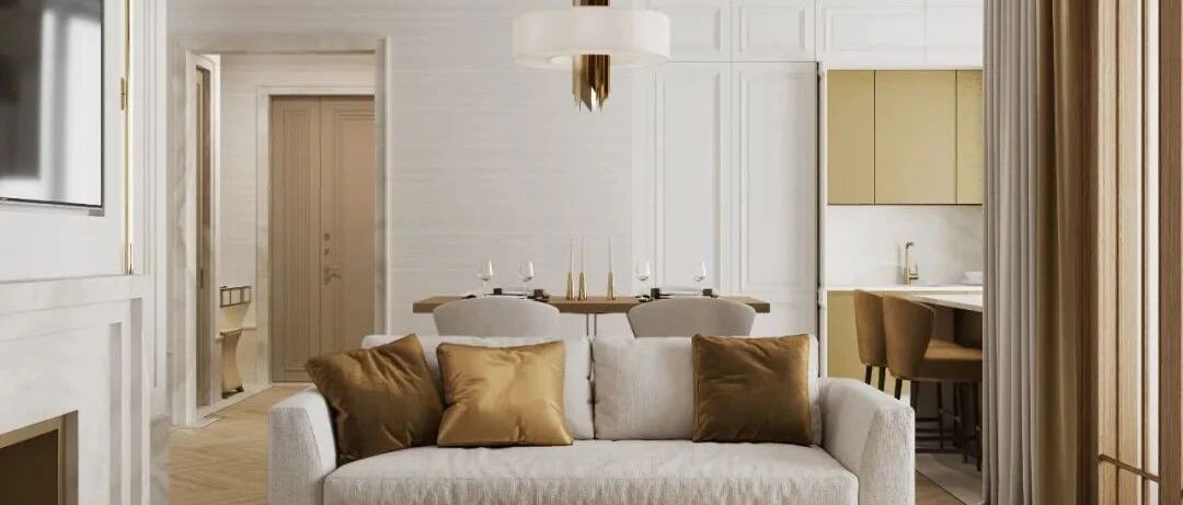 126㎡三居室，金色+白色的搭配，意想不到的高级感！
