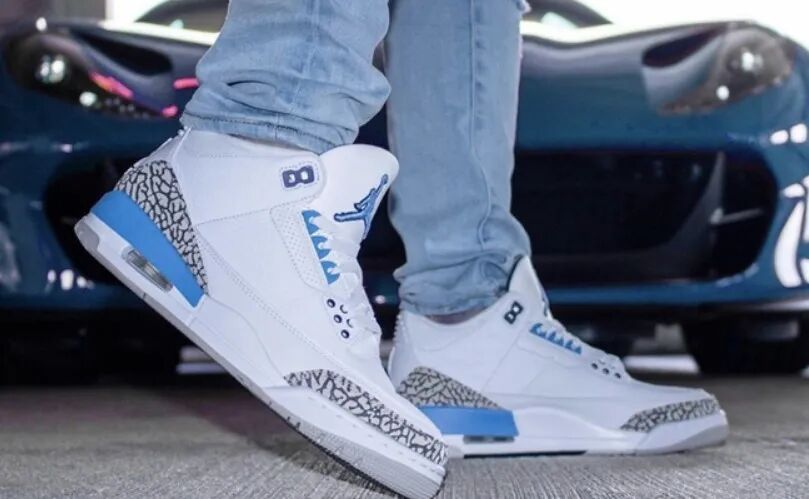 aj3unc北卡蓝配色开箱测评aj3北卡蓝上脚赏析