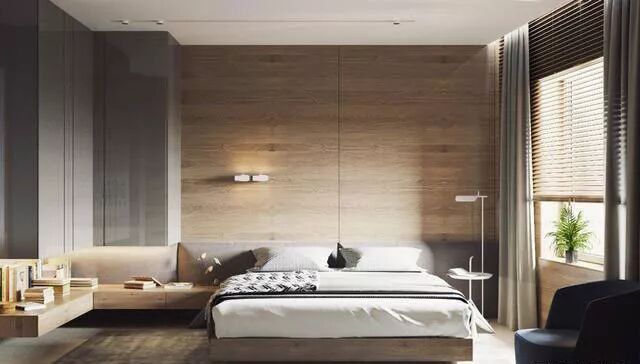 有钱人卧室装修流行木上墙 这样的背景墙设计简直美呆了