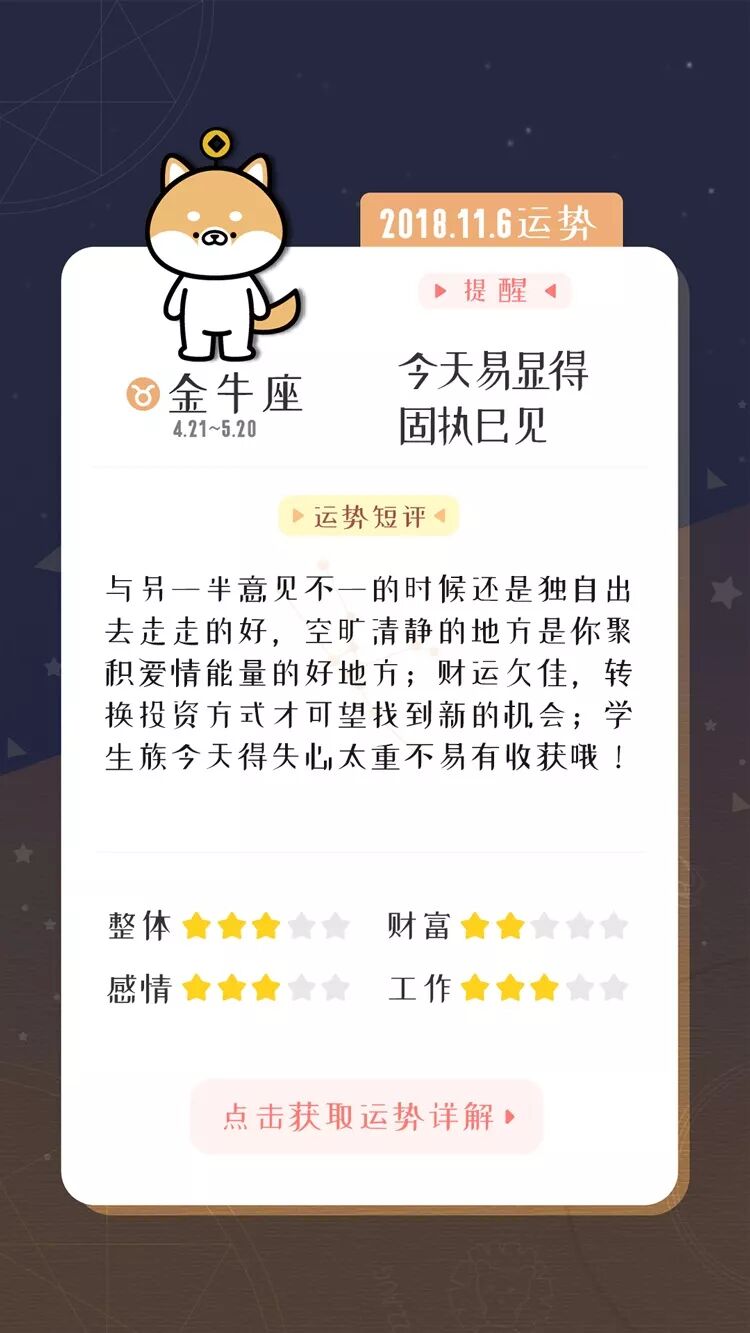 11月6日星座運勢 來自星星 微文庫