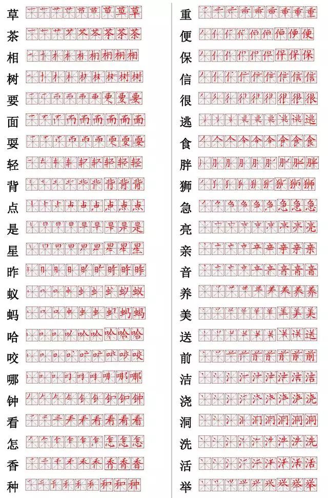 小學(xué)常用560個(gè)漢字筆畫筆順表