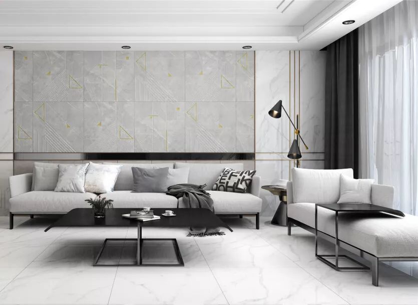 王者陶瓷加盟产品 冷灰色大理石瓷砖效果图