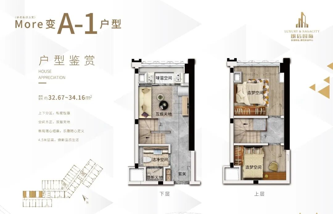 广州番禺*低*付公寓【朗信国际】 30-56㎡精装产权复式