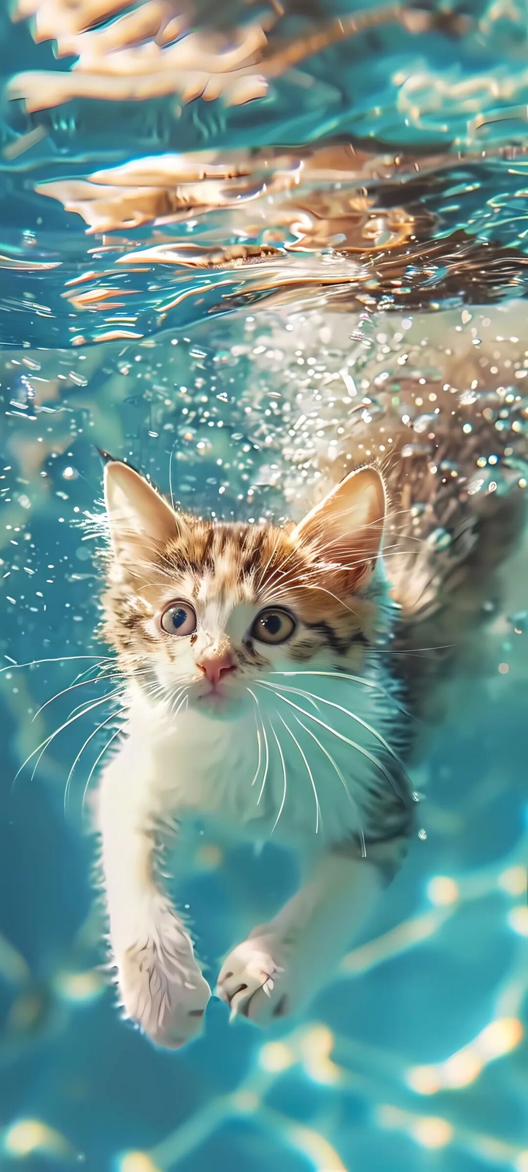 可爱超萌猫咪戏水手机壁纸图片快快收藏