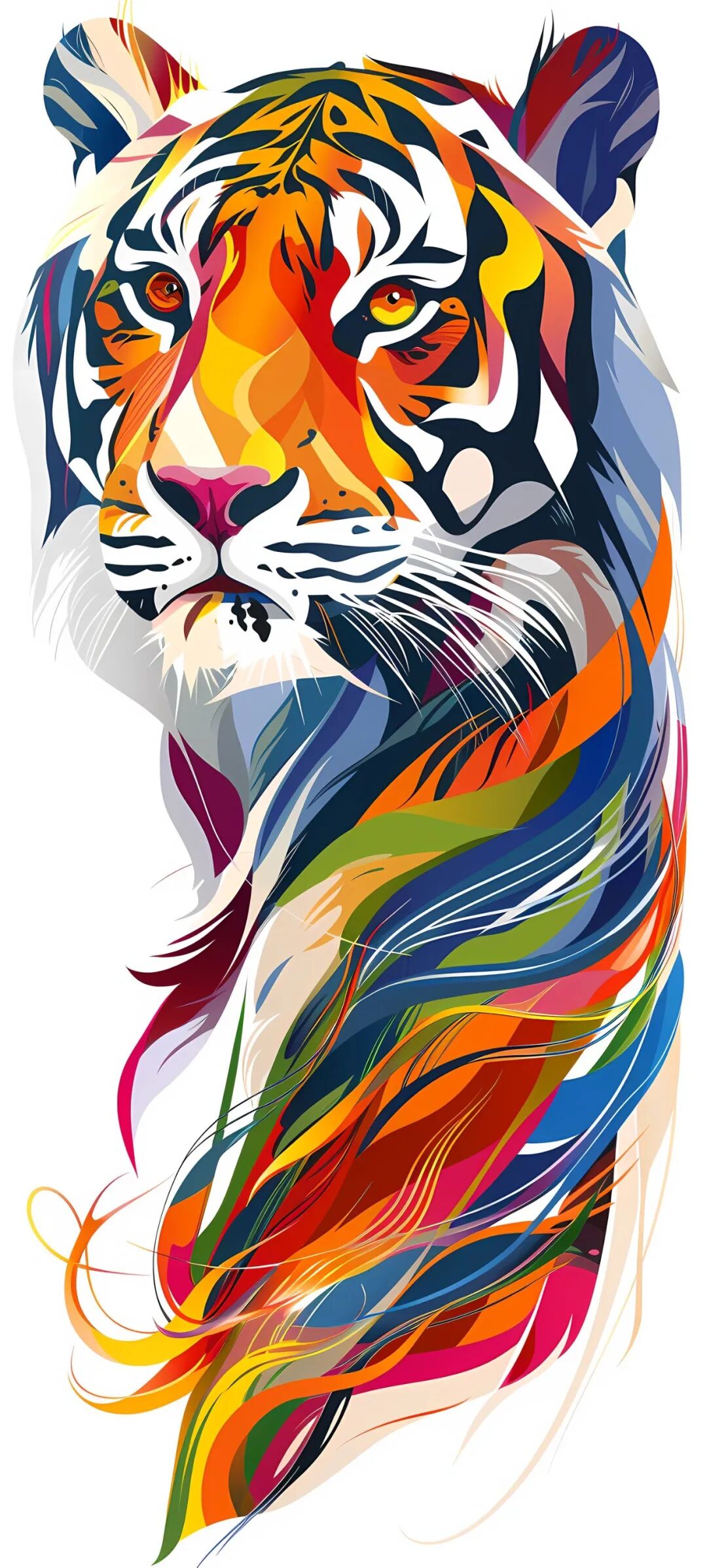 手机壁纸时尚插画老虎壁纸图片免费下载