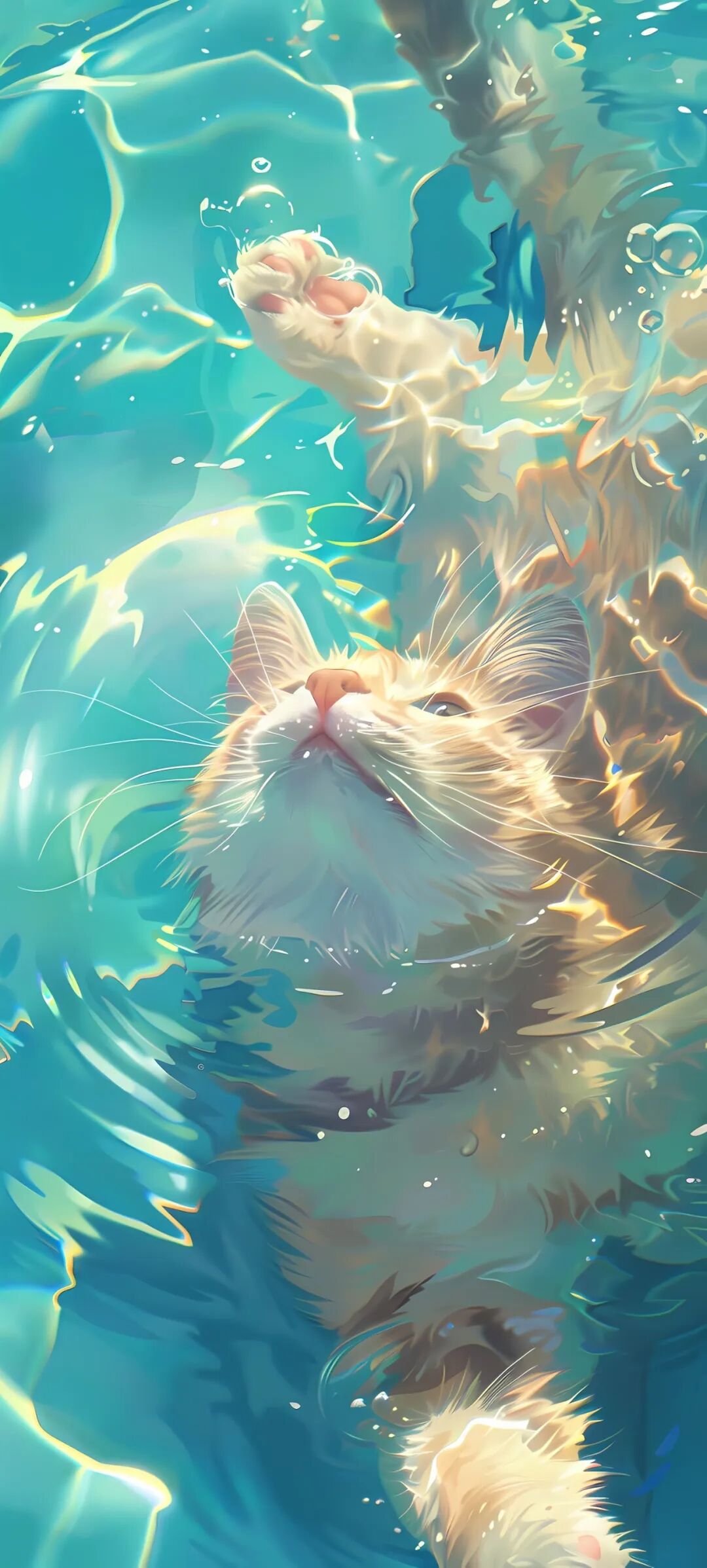 可爱超萌猫咪戏水手机壁纸图片快快收藏