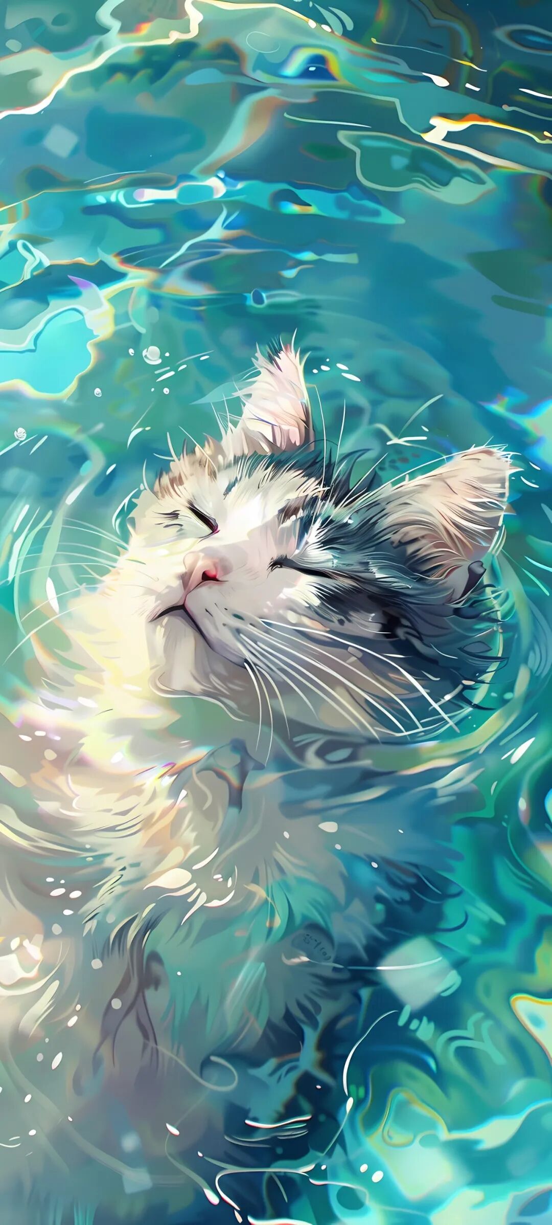 可爱超萌猫咪戏水手机壁纸图片快快收藏